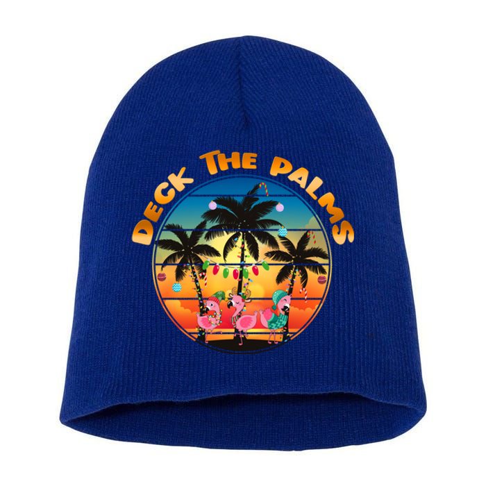 Deck The Palms Beach Tropical Christmas Group Matching Funny Gift Short Acrylic Beanie