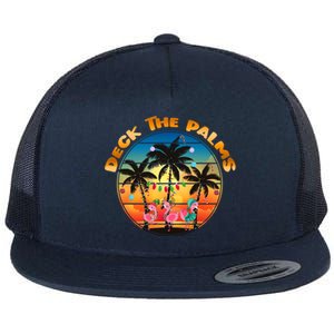 Deck The Palms Beach Tropical Christmas Group Matching Funny Gift Flat Bill Trucker Hat