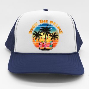 Deck The Palms Beach Tropical Christmas Group Matching Funny Gift Trucker Hat