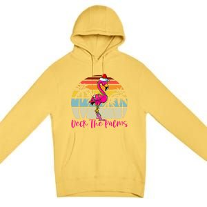 Deck The Palms Christmas Flamingo Palm Tree Tropical Xmas Cool Gift Premium Pullover Hoodie