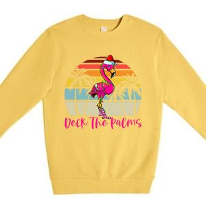 Deck The Palms Christmas Flamingo Palm Tree Tropical Xmas Cool Gift Premium Crewneck Sweatshirt