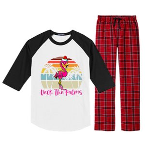 Deck The Palms Christmas Flamingo Palm Tree Tropical Xmas Cool Gift Raglan Sleeve Pajama Set