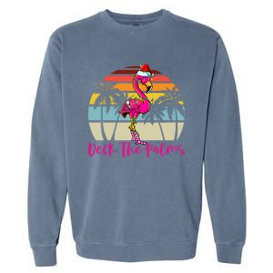 Deck The Palms Christmas Flamingo Palm Tree Tropical Xmas Cool Gift Garment-Dyed Sweatshirt