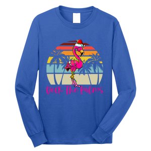 Deck The Palms Christmas Flamingo Palm Tree Tropical Xmas Cool Gift Long Sleeve Shirt