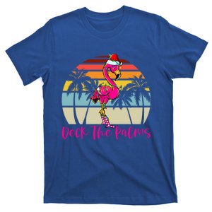 Deck The Palms Christmas Flamingo Palm Tree Tropical Xmas Cool Gift T-Shirt