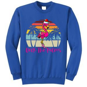 Deck The Palms Christmas Flamingo Palm Tree Tropical Xmas Cool Gift Tall Sweatshirt