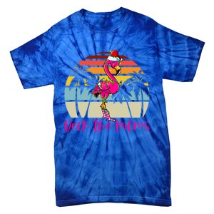 Deck The Palms Christmas Flamingo Palm Tree Tropical Xmas Cool Gift Tie-Dye T-Shirt