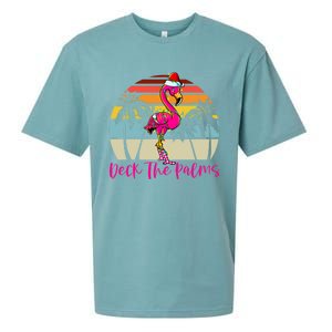 Deck The Palms Christmas Flamingo Palm Tree Tropical Xmas Cool Gift Sueded Cloud Jersey T-Shirt