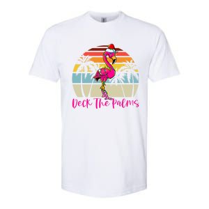 Deck The Palms Christmas Flamingo Palm Tree Tropical Xmas Cool Gift Softstyle CVC T-Shirt