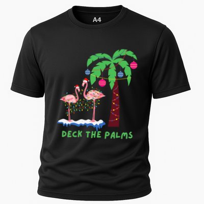 Deck The Palms Christmas Flamingos Cool Gift Performance Shirt