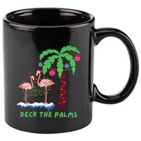Deck The Palms Christmas Flamingos Cool Gift 11oz C Handle Ceramic Mug
