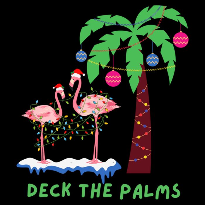 Deck The Palms Christmas Flamingos Cool Gift Drawstring Bag