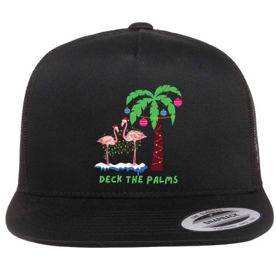 Deck The Palms Christmas Flamingos Cool Gift Flatbill Hat