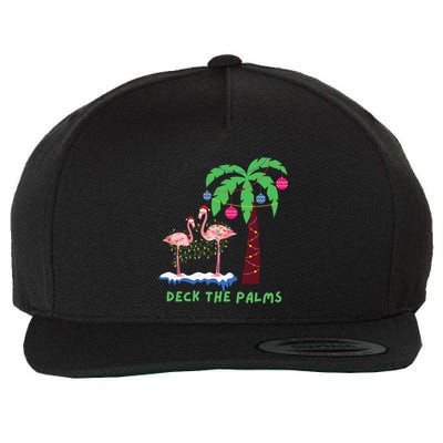 Deck The Palms Christmas Flamingos Cool Gift Wool Snapback Cap