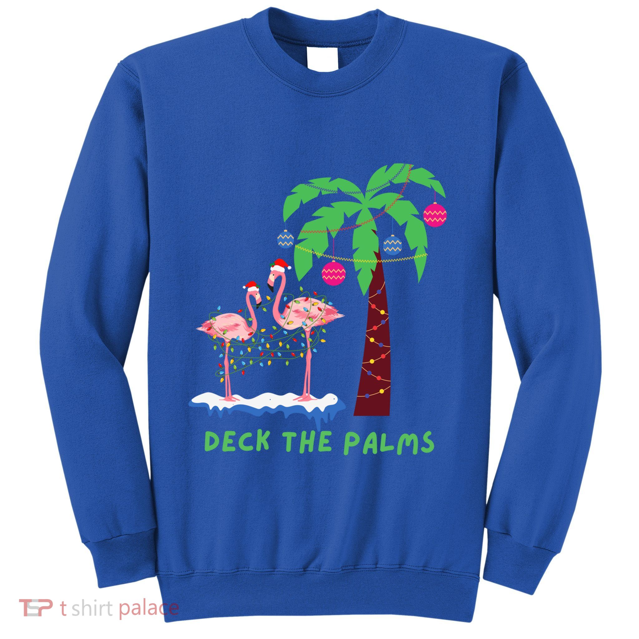 Deck The Palms Christmas Flamingos Cool Gift Sweatshirt