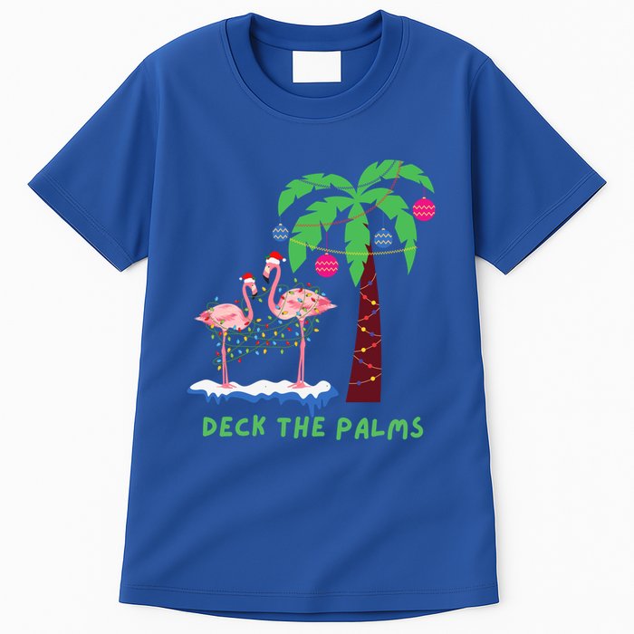 Deck The Palms Christmas Flamingos Cool Gift Tall T-Shirt
