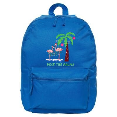 Deck The Palms Christmas Flamingos Cool Gift 16 in Basic Backpack