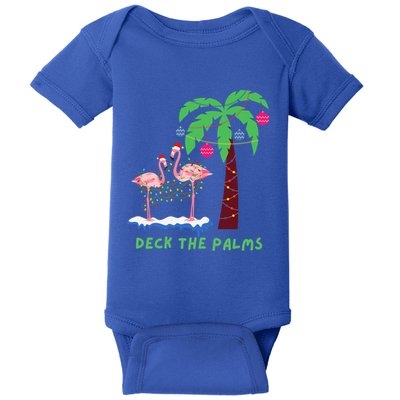 Deck The Palms Christmas Flamingos Cool Gift Baby Bodysuit