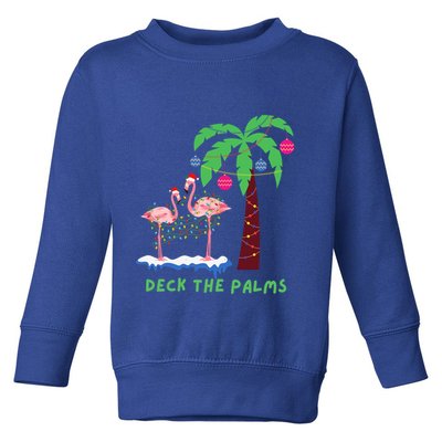 Deck The Palms Christmas Flamingos Cool Gift Toddler Sweatshirt