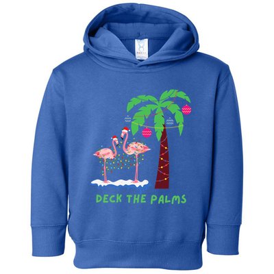 Deck The Palms Christmas Flamingos Cool Gift Toddler Hoodie