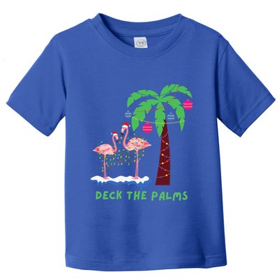 Deck The Palms Christmas Flamingos Cool Gift Toddler T-Shirt