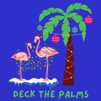 Deck The Palms Christmas Flamingos Cool Gift Short Acrylic Beanie