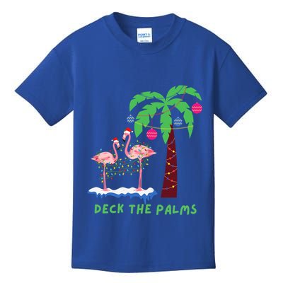Deck The Palms Christmas Flamingos Cool Gift Kids T-Shirt