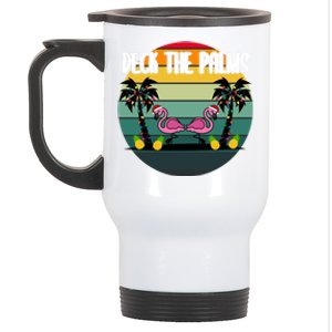 Deck The Palms Flamingo Gift Tropical Merry Christmas Gift Stainless Steel Travel Mug