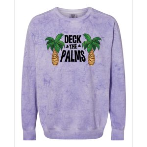 Deck The Palms Christmas Palm Tree Xmas Tropical Hawaii Gift Colorblast Crewneck Sweatshirt