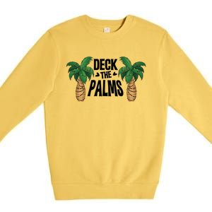 Deck The Palms Christmas Palm Tree Xmas Tropical Hawaii Gift Premium Crewneck Sweatshirt