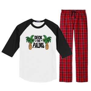 Deck The Palms Christmas Palm Tree Xmas Tropical Hawaii Gift Raglan Sleeve Pajama Set