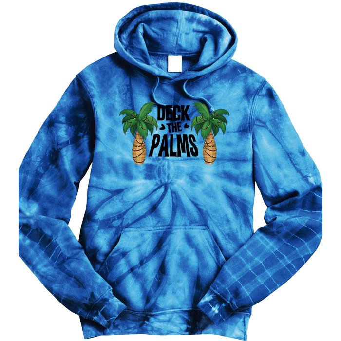 Deck The Palms Christmas Palm Tree Xmas Tropical Hawaii Gift Tie Dye Hoodie