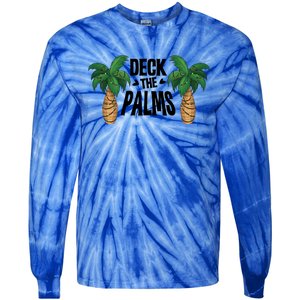 Deck The Palms Christmas Palm Tree Xmas Tropical Hawaii Gift Tie-Dye Long Sleeve Shirt