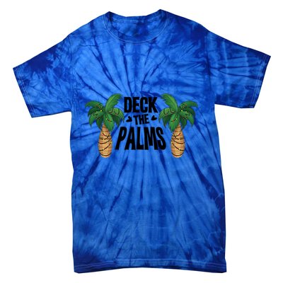 Deck The Palms Christmas Palm Tree Xmas Tropical Hawaii Gift Tie-Dye T-Shirt