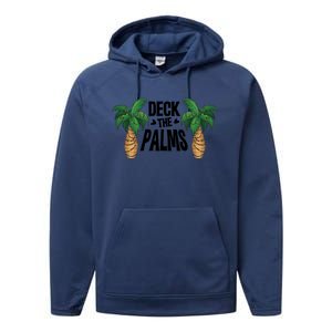 Deck The Palms Christmas Palm Tree Xmas Tropical Hawaii Gift Performance Fleece Hoodie