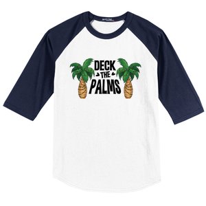 Deck The Palms Christmas Palm Tree Xmas Tropical Hawaii Gift Baseball Sleeve Shirt