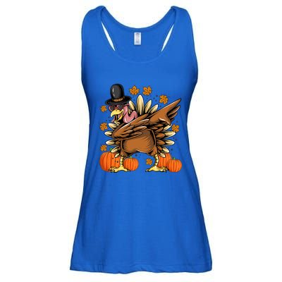 Dabbing Turkey Pilgrim Thanksgiving Day Great Gift Ladies Essential Flowy Tank