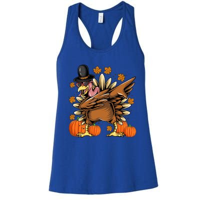 Dabbing Turkey Pilgrim Thanksgiving Day Great Gift Women's Racerback Tank