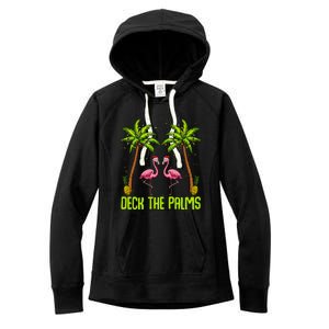 Deck The Palms Flamingo Christmas Tree Animal Bird Lover Gift Women's Fleece Hoodie