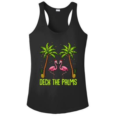 Deck The Palms Flamingo Christmas Tree Animal Bird Lover Gift Ladies PosiCharge Competitor Racerback Tank