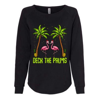 Deck The Palms Flamingo Christmas Tree Animal Bird Lover Gift Womens California Wash Sweatshirt