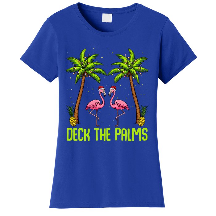 Deck The Palms Flamingo Christmas Tree Animal Bird Lover Gift Women's T-Shirt