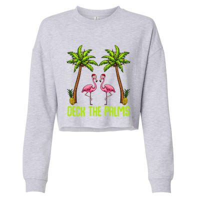 Deck The Palms Flamingo Christmas Tree Animal Bird Lover Gift Cropped Pullover Crew