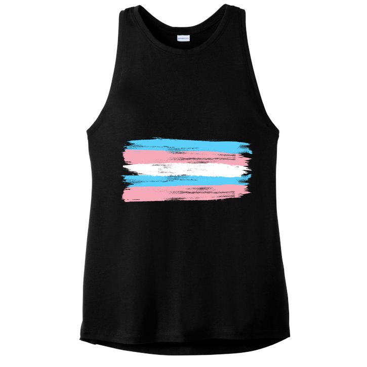 Distressed Transgender Pride Flag Ladies PosiCharge Tri-Blend Wicking Tank