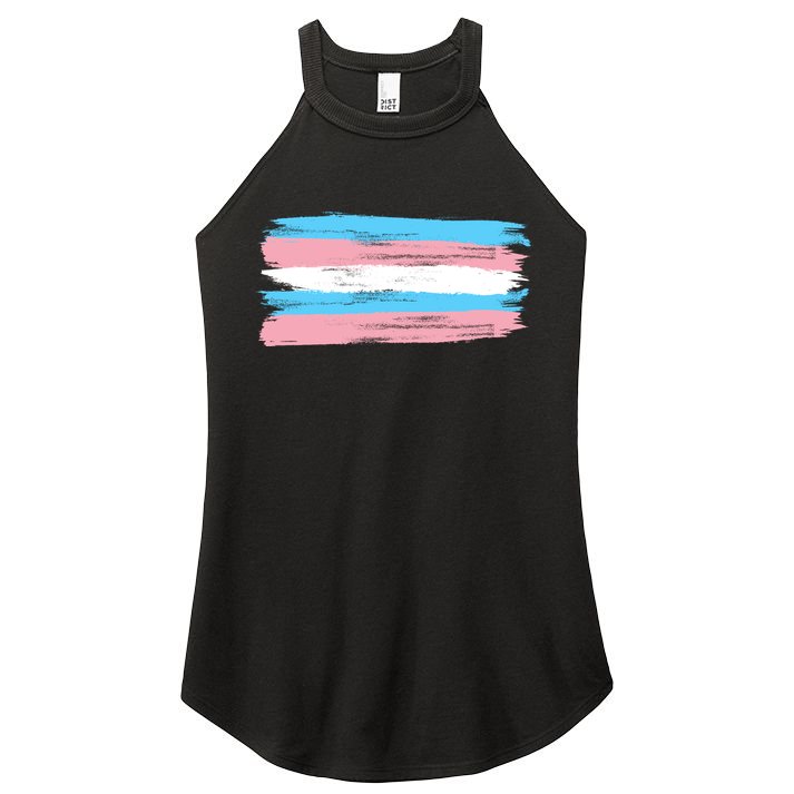 Distressed Transgender Pride Flag Women's Perfect Tri Rocker Tank