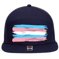 Distressed Transgender Pride Flag 7 Panel Mesh Trucker Snapback Hat