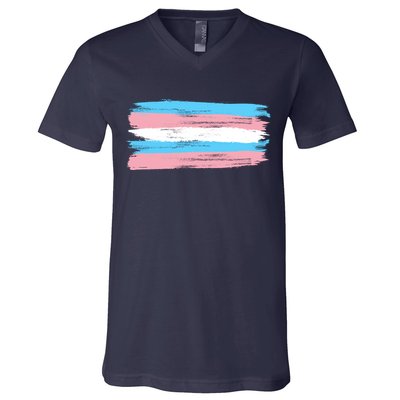 Distressed Transgender Pride Flag V-Neck T-Shirt