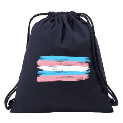 Distressed Transgender Pride Flag Drawstring Bag