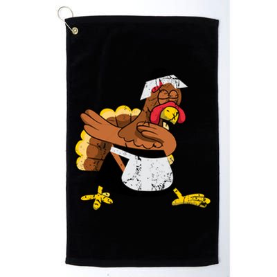 Dabbing Turkey Pilgrim Funny Thanksgiving Gift Gift Platinum Collection Golf Towel