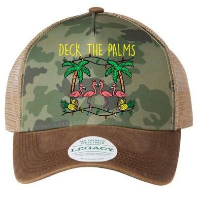 Deck The Palms Flamingo Funny Xmas Tropical Christmas Cool Gift Legacy Tie Dye Trucker Hat